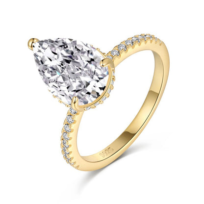 S925 Sterling Silver Water Drop Ice Flower Cut Ring