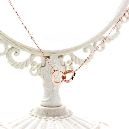 Double Heart Rotating Necklace with Gift Box