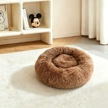Round Plush Pet Bed for Dogs and Cats