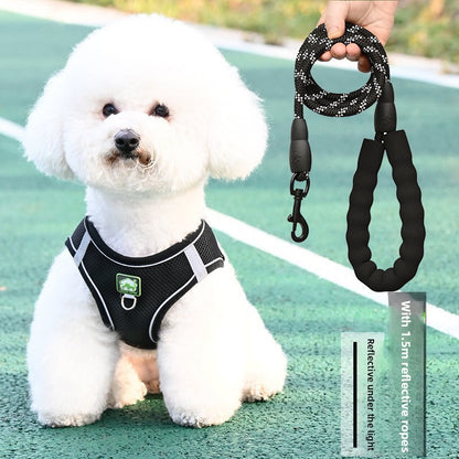 Pet Dog Cat Harness Vest Breathable Reflective Adjustable Walking Leash