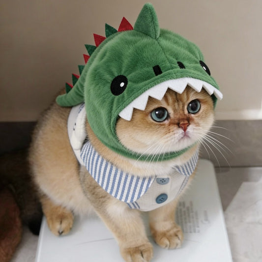 Adjustable Dinosaur Plush Cat Hat