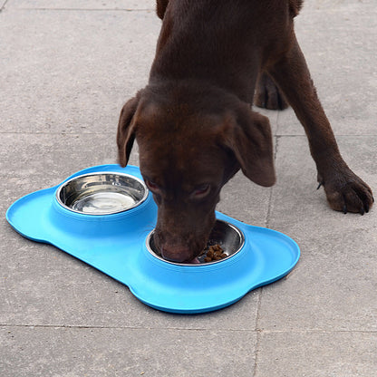 Pet Bowl Stainless Steel Double Bowl