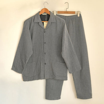 60S Cotton Four-Layer Yarn Home Clothes Class A Maternal and Infant Grade Japanese Autumn and Winter Couples Cotton Pajamas Casual suit