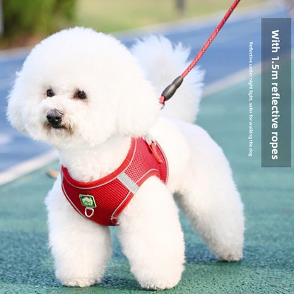 Pet Dog Cat Harness Vest Breathable Reflective Adjustable Walking Leash