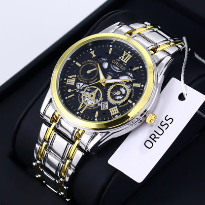 Mens Quartz Watch Steel Calendar Sports Wristwatch