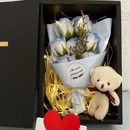 Romantic Soap Flower Bouquet with LED Light and Gift Box