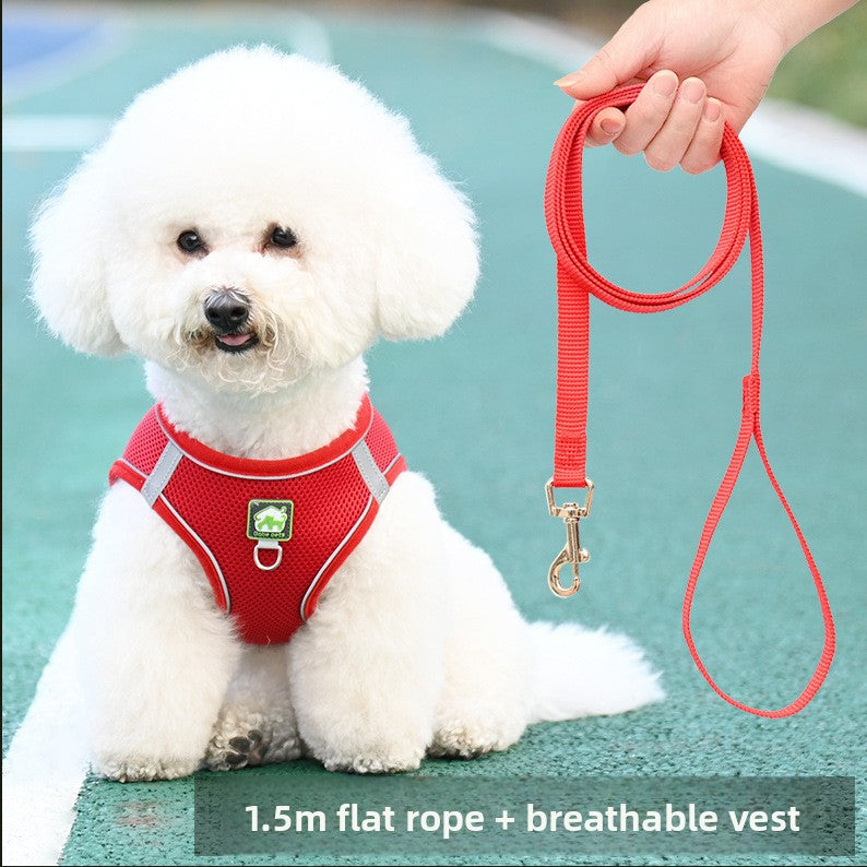 Pet Dog Cat Harness Vest Breathable Reflective Adjustable Walking Leash