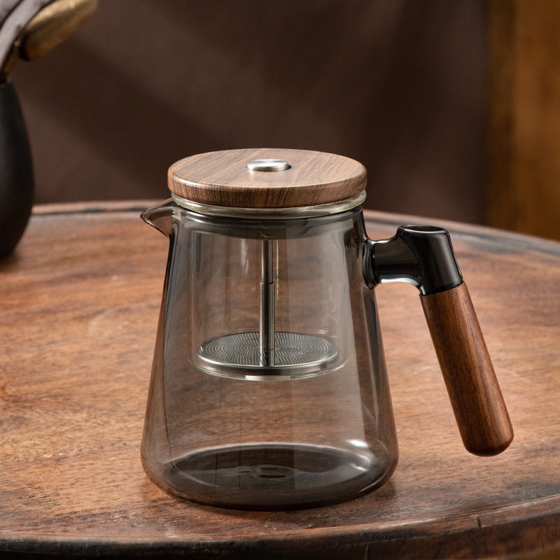 Walnut Pressed Glass Teapot with Tea Separation