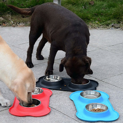 Pet Bowl Stainless Steel Double Bowl