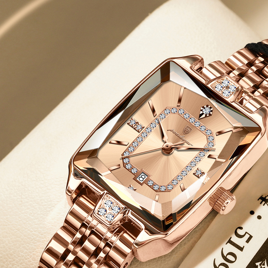 Women's Rectangular Stainless Steel Quartz Watch
