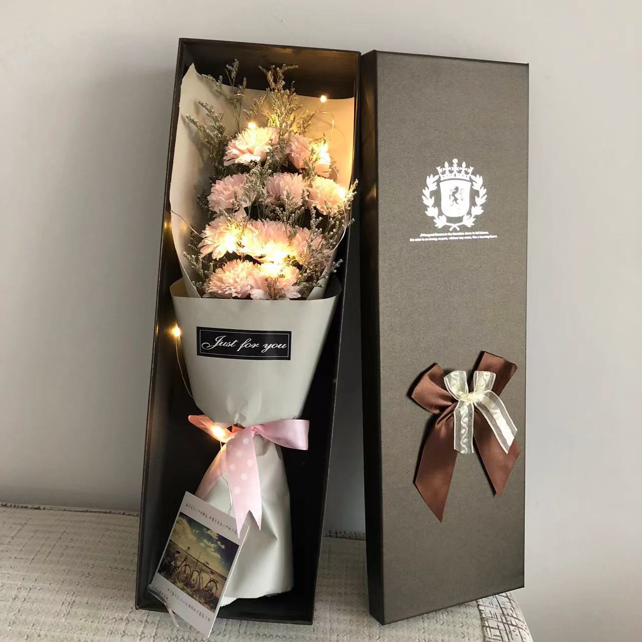 Romantic Soap Flower Bouquet with LED Light and Gift Box