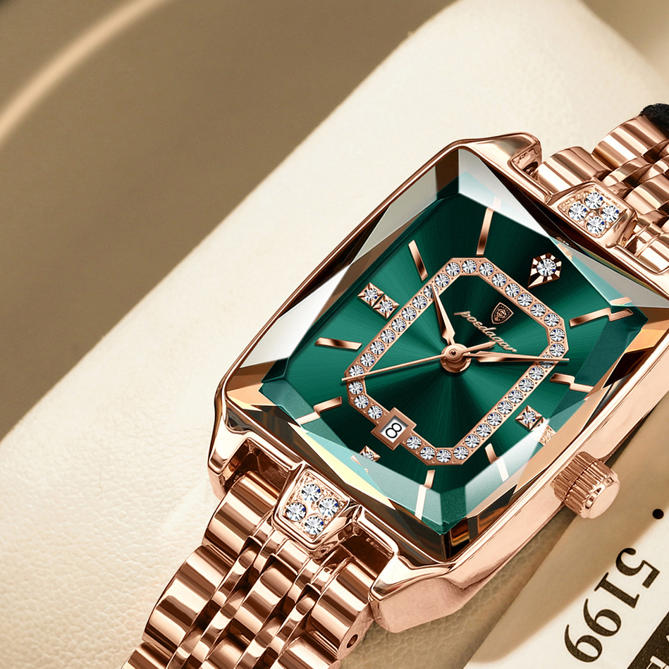Women's Rectangular Stainless Steel Quartz Watch