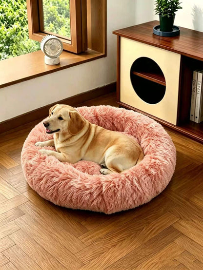 Round Plush Pet Bed for Dogs and Cats