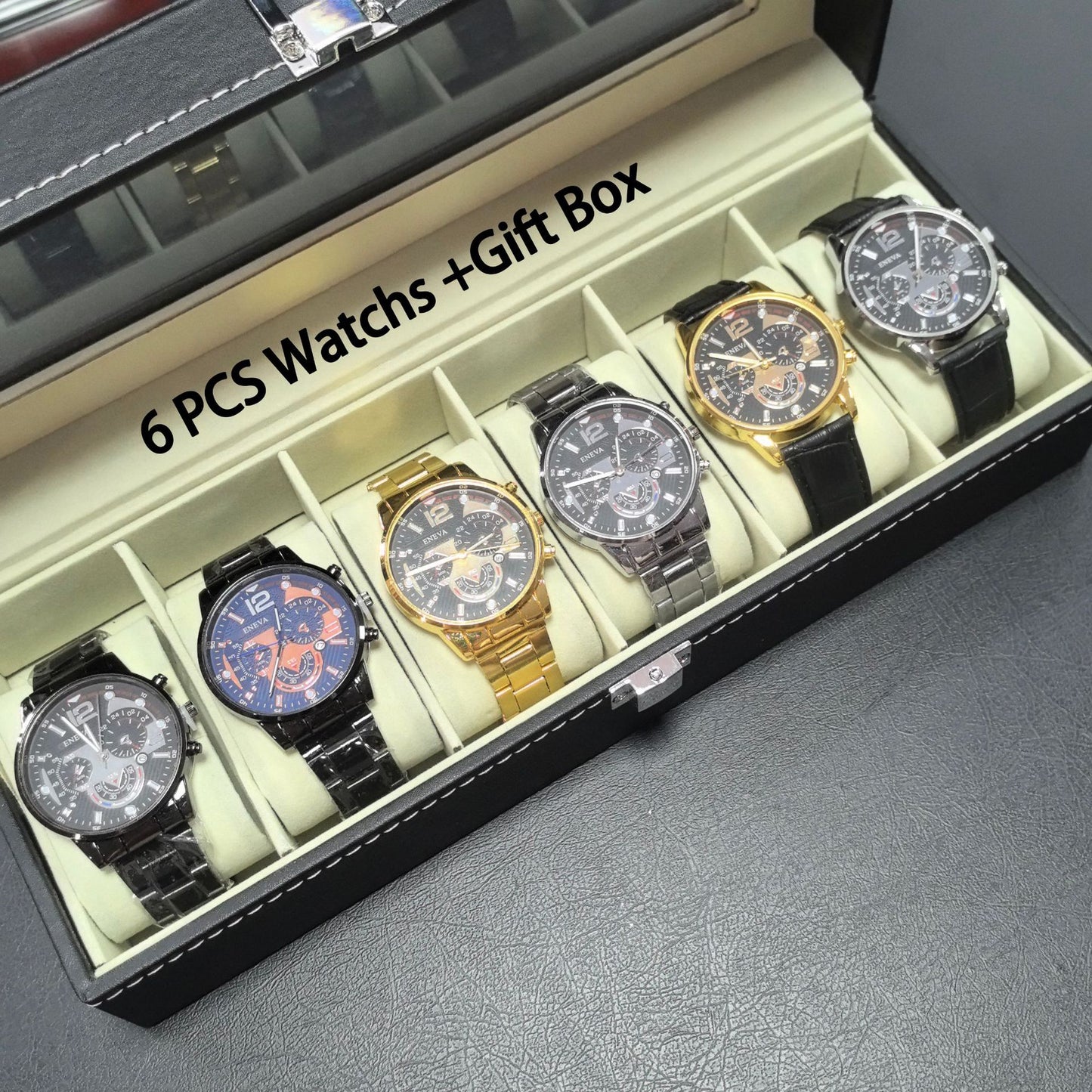 Mens Quartz Watch Set with Luminous Display