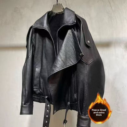 American-style vintage heavy-duty leather coat