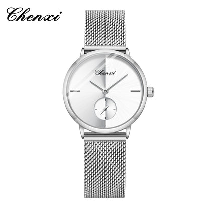 Slim Steel Mesh Quartz Watch for Couples