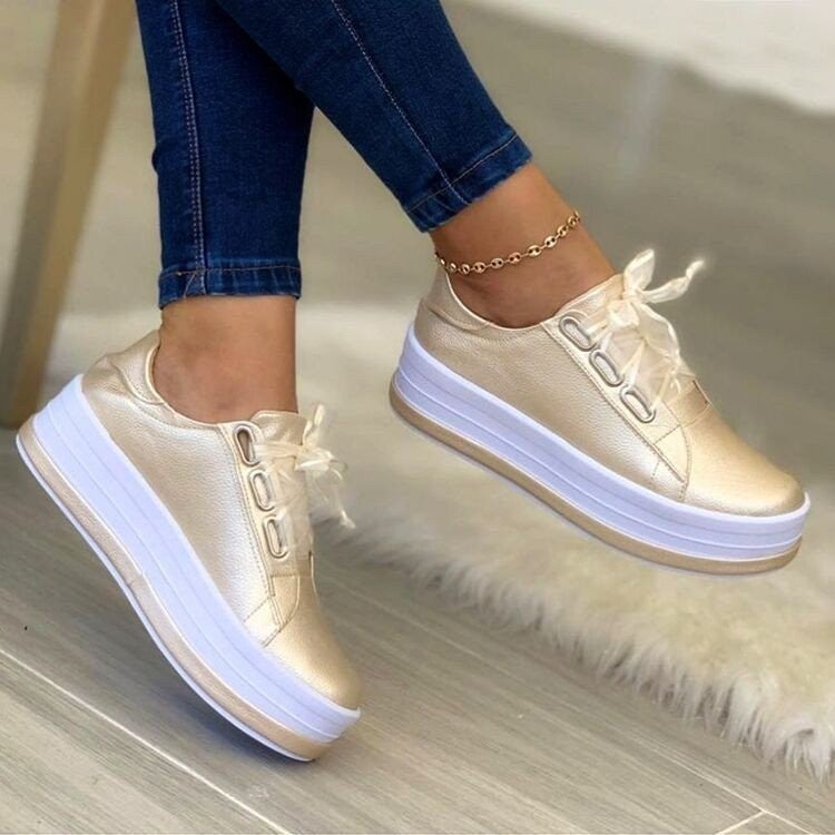 Women's Metallic Platform Sneakers ? Gold, Silver & Rose Gold