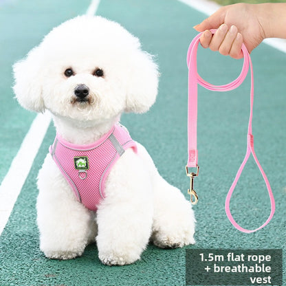 Pet Dog Cat Harness Vest Breathable Reflective Adjustable Walking Leash