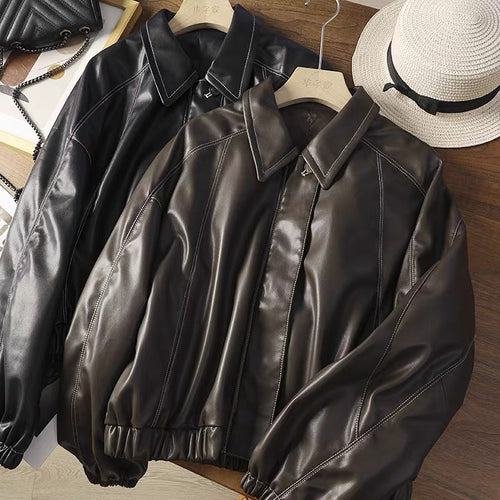 Women's vintage leather coat