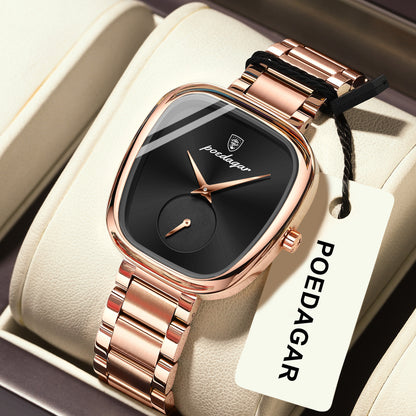 Women's Elegant Oval Quartz Watch – Stainless Steel Case