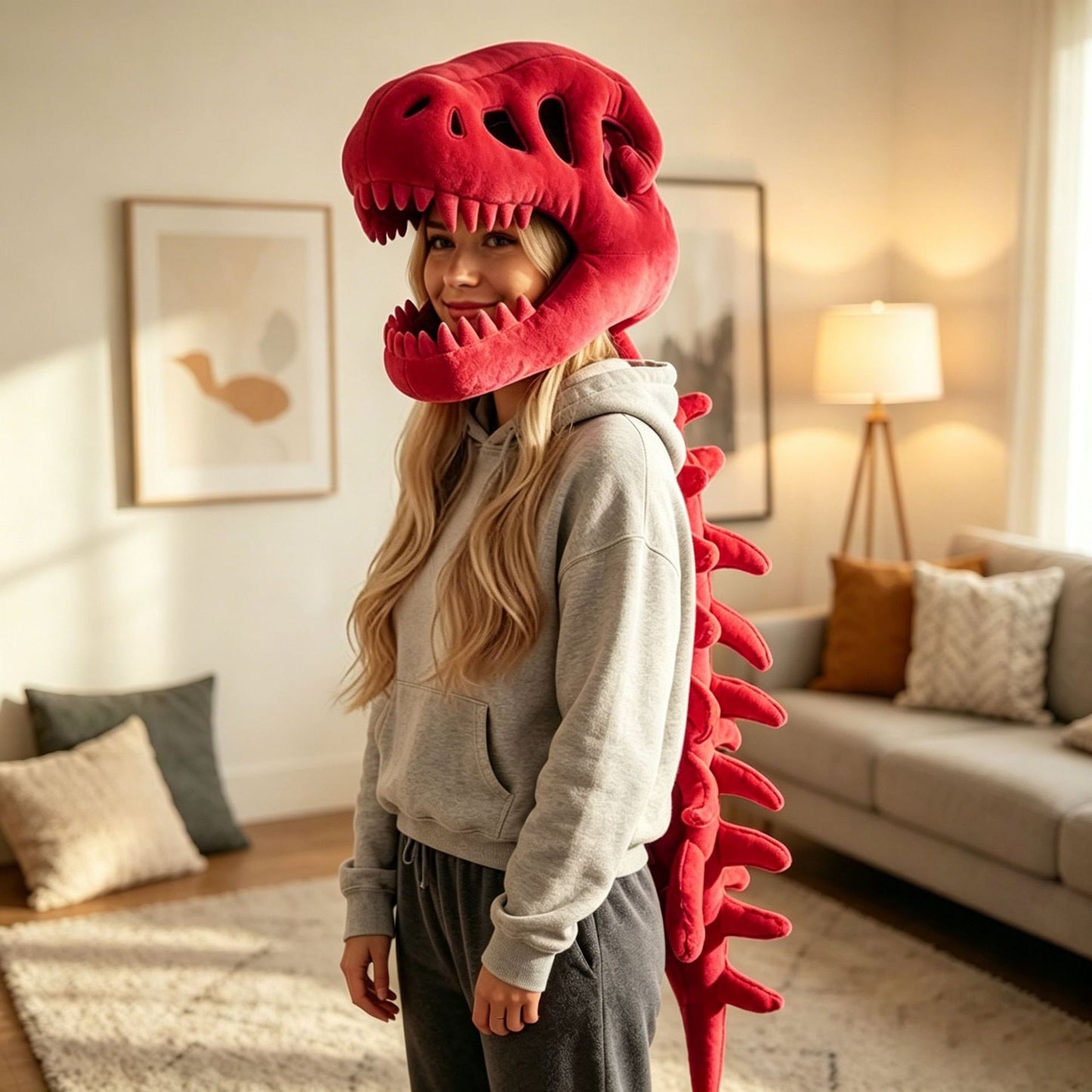 Dinosaur skeleton plush cap funny costume gift
