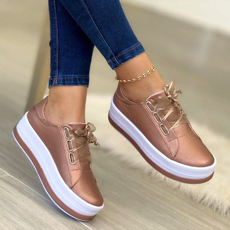 Women's Metallic Platform Sneakers ? Gold, Silver & Rose Gold