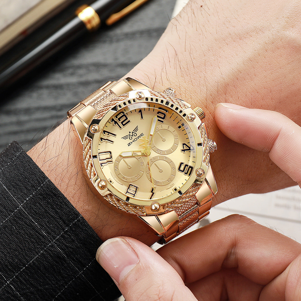 Men's Steel Strap Quartz Watch Set