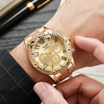 Men's Steel Strap Quartz Watch Set