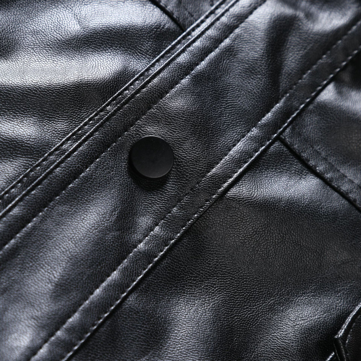 Men's Black PU Leather Mid-Length Jacket