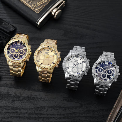 Men's Steel Strap Quartz Watch Set
