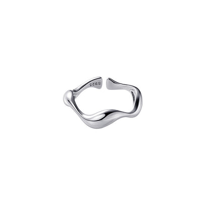 S925 Wave Pattern Adjustable Silver Ring