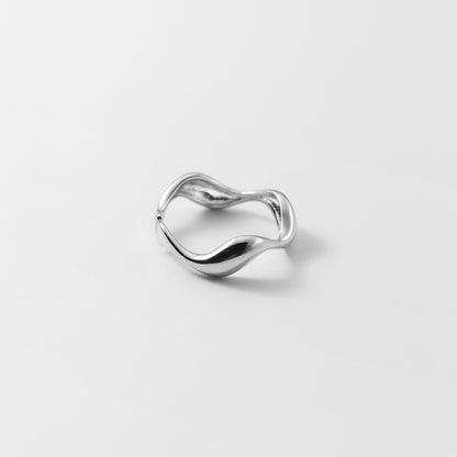 S925 Wave Pattern Adjustable Silver Ring