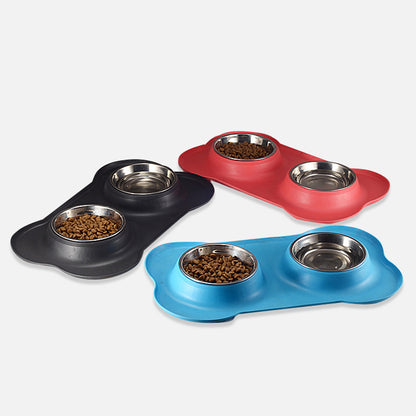 Pet Bowl Stainless Steel Double Bowl