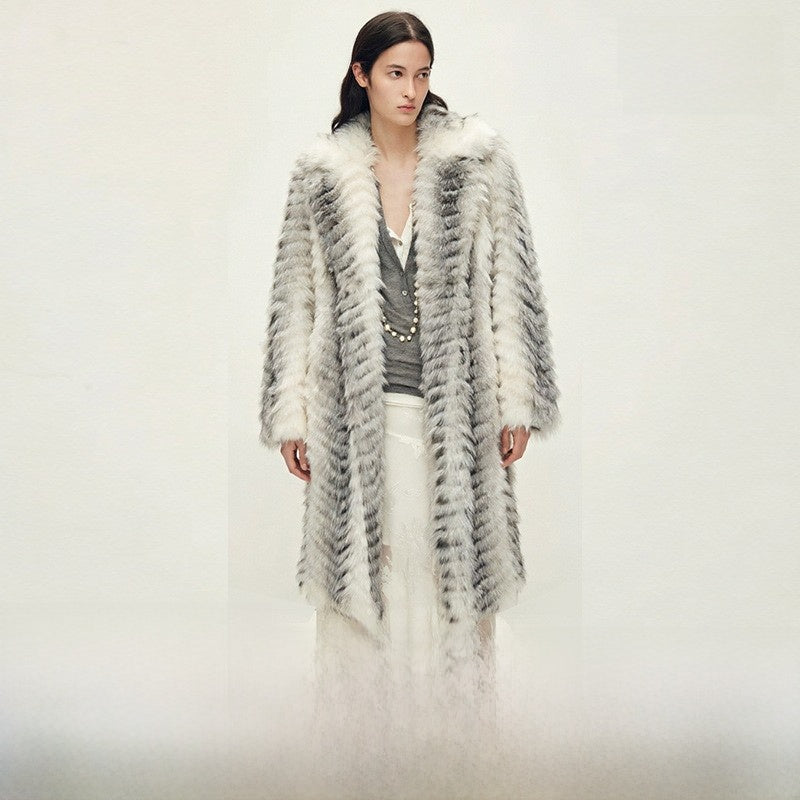 Women's Gradient Faux Mink Fur Coat