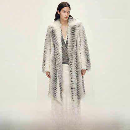 Women's Gradient Faux Mink Fur Coat