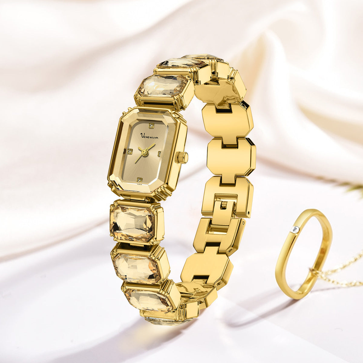 Women's Square Crystal Quartz Watch