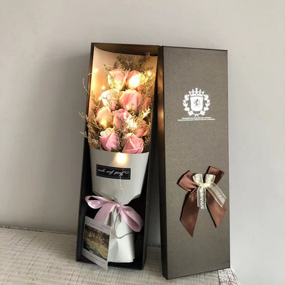Romantic Soap Flower Bouquet with LED Light and Gift Box