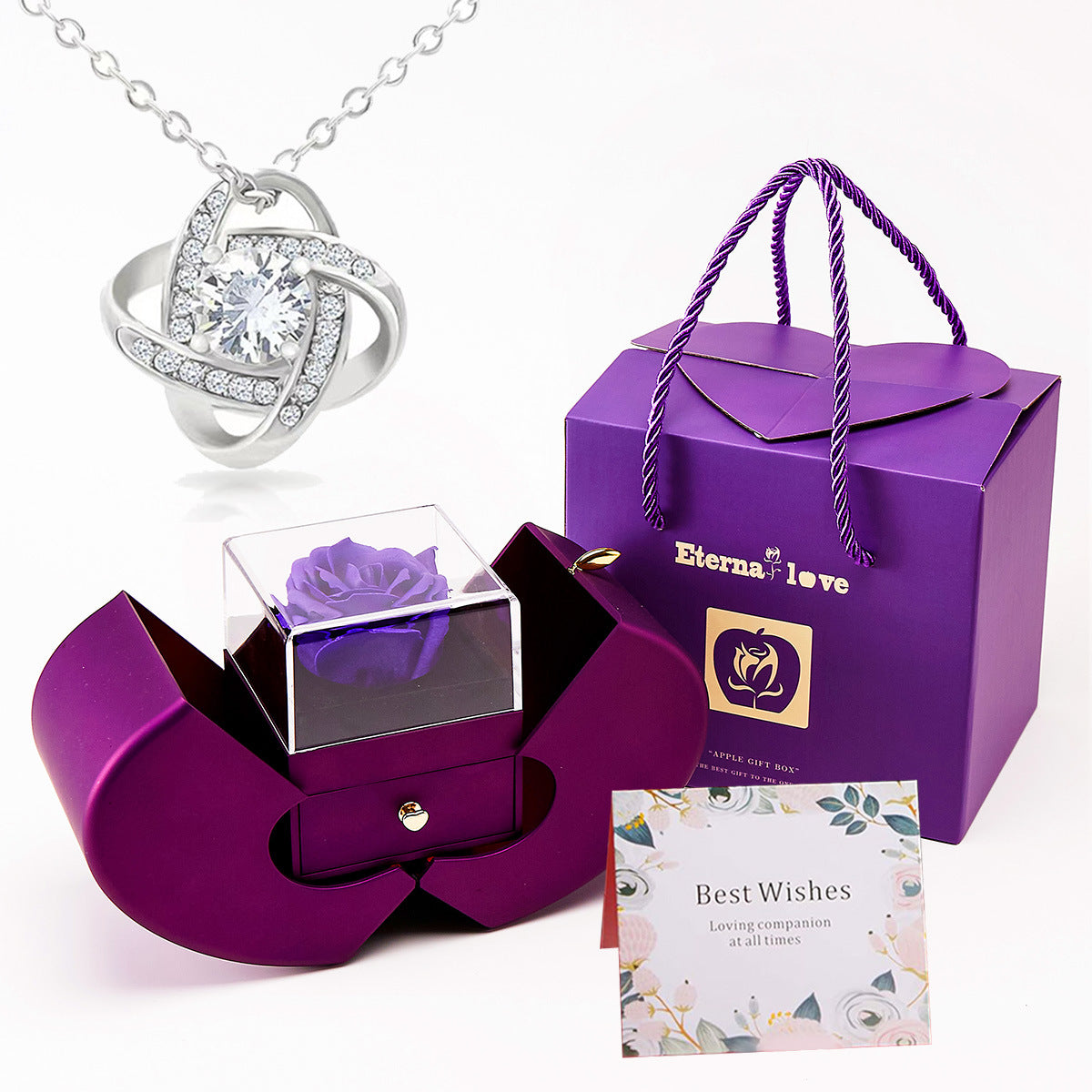 Eternal Flower Christmas Jewelry Gift Box with Necklace