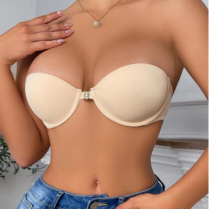 Front Closure Strapless Push Up Bra