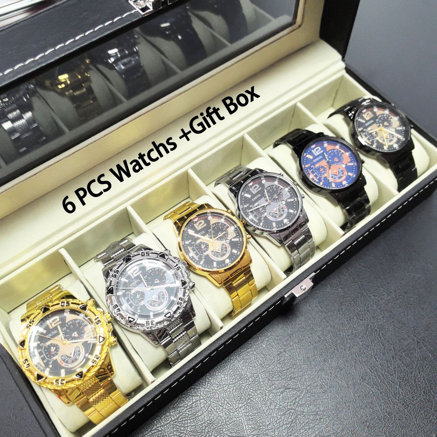 Mens Quartz Watch Set with Luminous Display