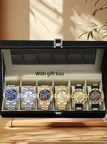 Men's Steel Strap Quartz Watch Set