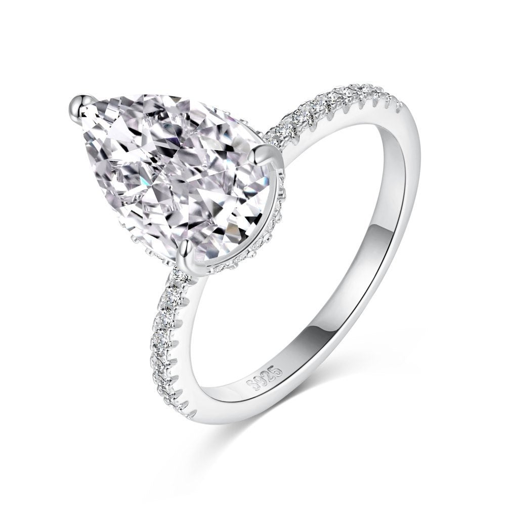 S925 Sterling Silver Water Drop Ice Flower Cut Ring