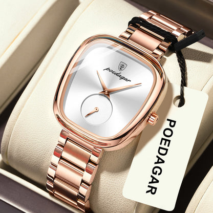 Women's Elegant Oval Quartz Watch – Stainless Steel Case