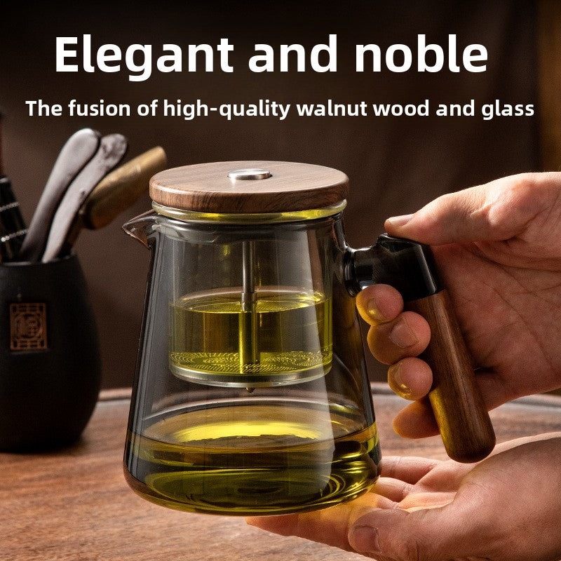 Walnut Pressed Glass Teapot with Tea Separation