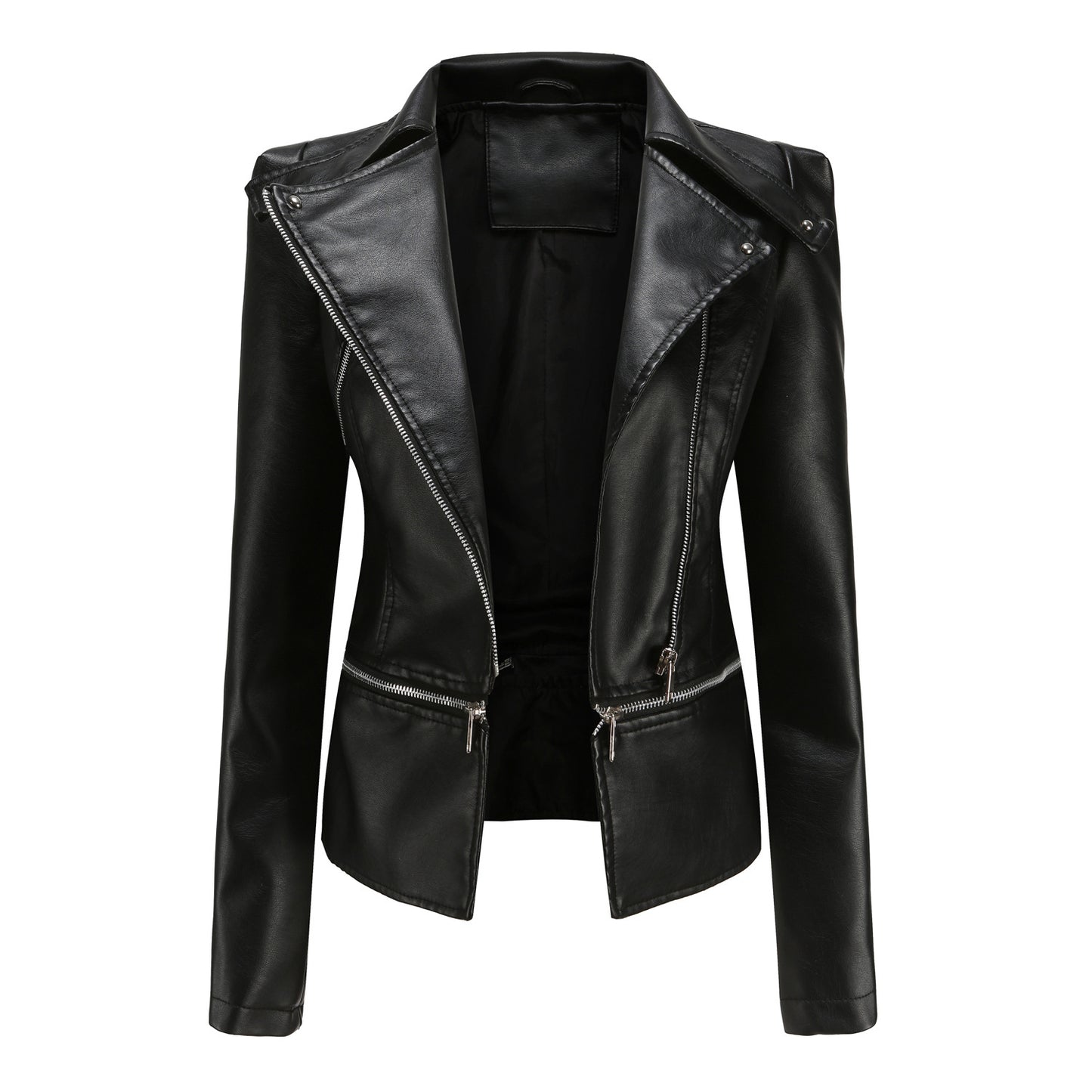Leather female hem removable coat