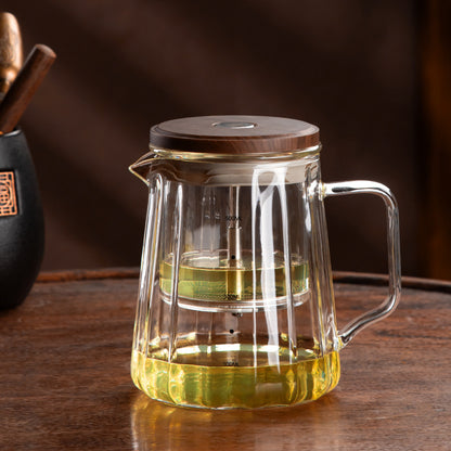 Walnut Pressed Glass Teapot with Tea Separation