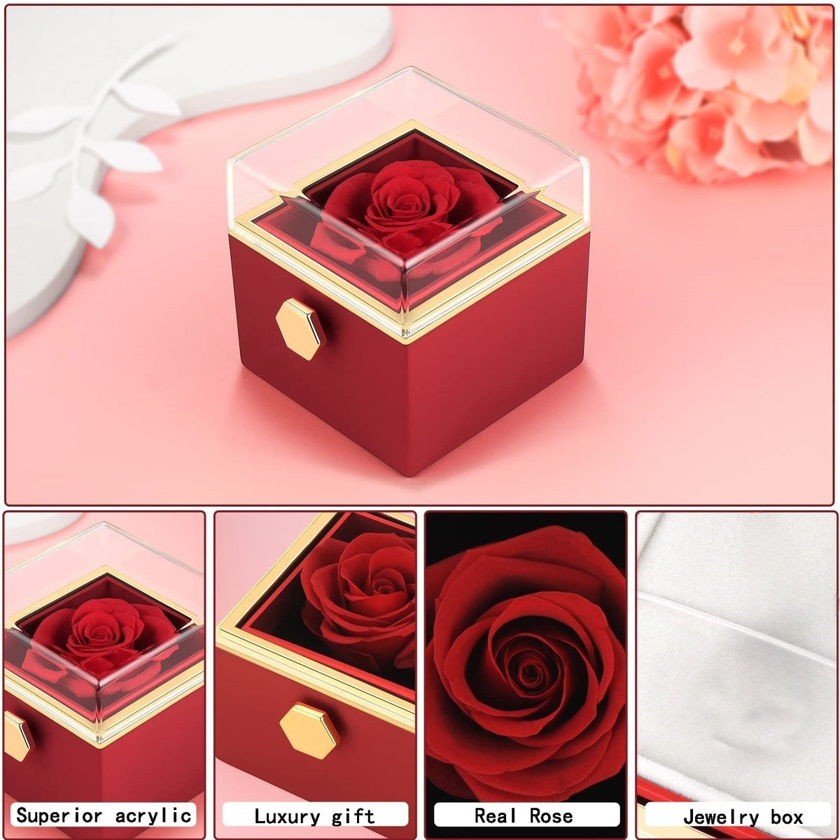 Double Heart Rotating Necklace with Gift Box