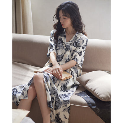 Sleeping dress woman summer short-sleeved silk