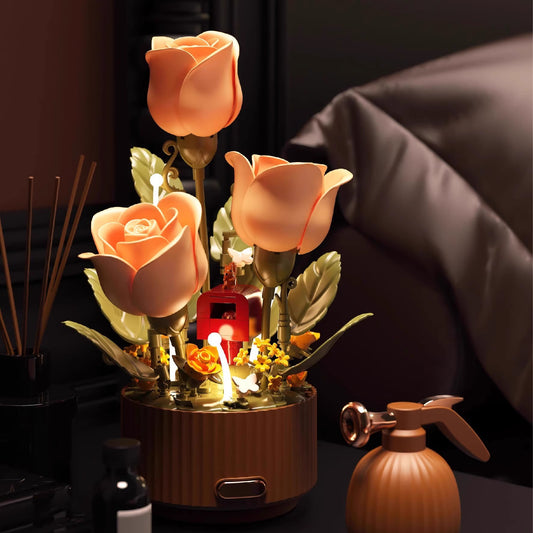Motorized Blooming Rose Building Block Set