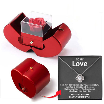 Eternal Flower Christmas Jewelry Gift Box with Necklace